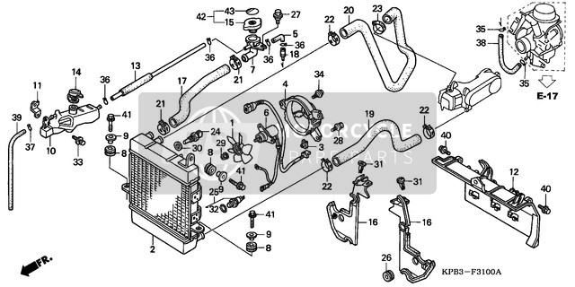 Honda NSS250 2002 Radiador para un 2002 Honda NSS250